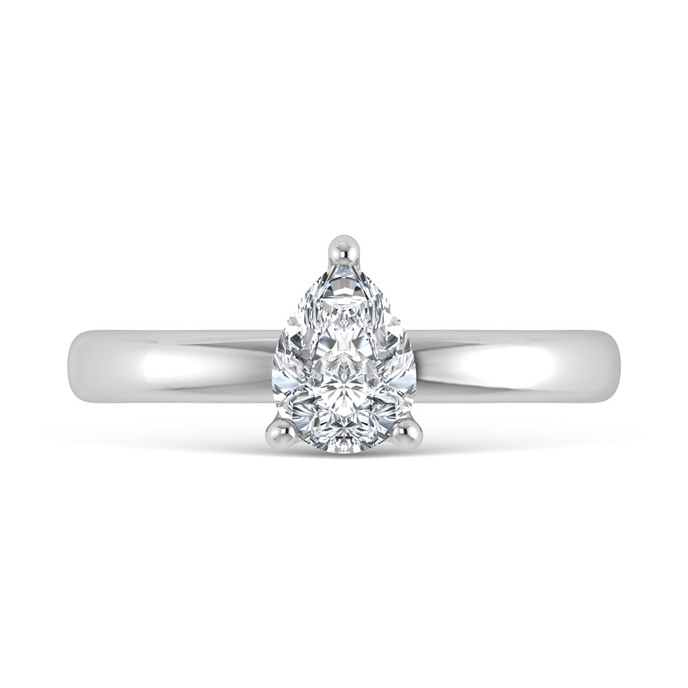 14K White Gold Lab Grown Diamond 1 Ct.Tw. IGI Certified Pear Shape Solitaire (Available from 1CT to 7CT)