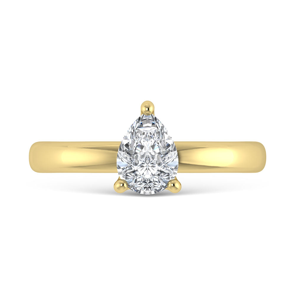 14K Yellow Gold Lab Grown Diamond 1 Ct.Tw. IGI Certified Pear Shape Solitaire (Available from 1CT to 7CT)