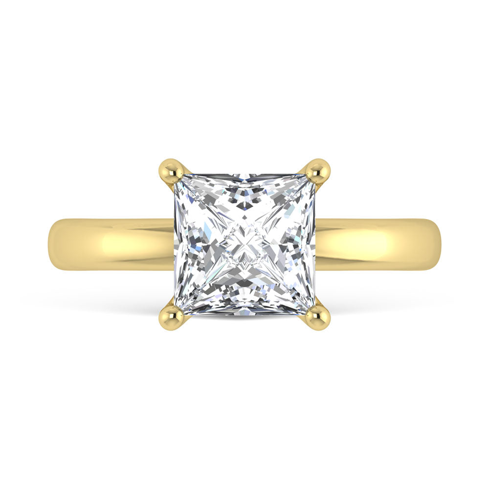 14K Yellow Gold Lab Grown Diamond 1 Ct.Tw. IGI Certified Princess Shape Solitaire (Available from 1CT to 7CT)