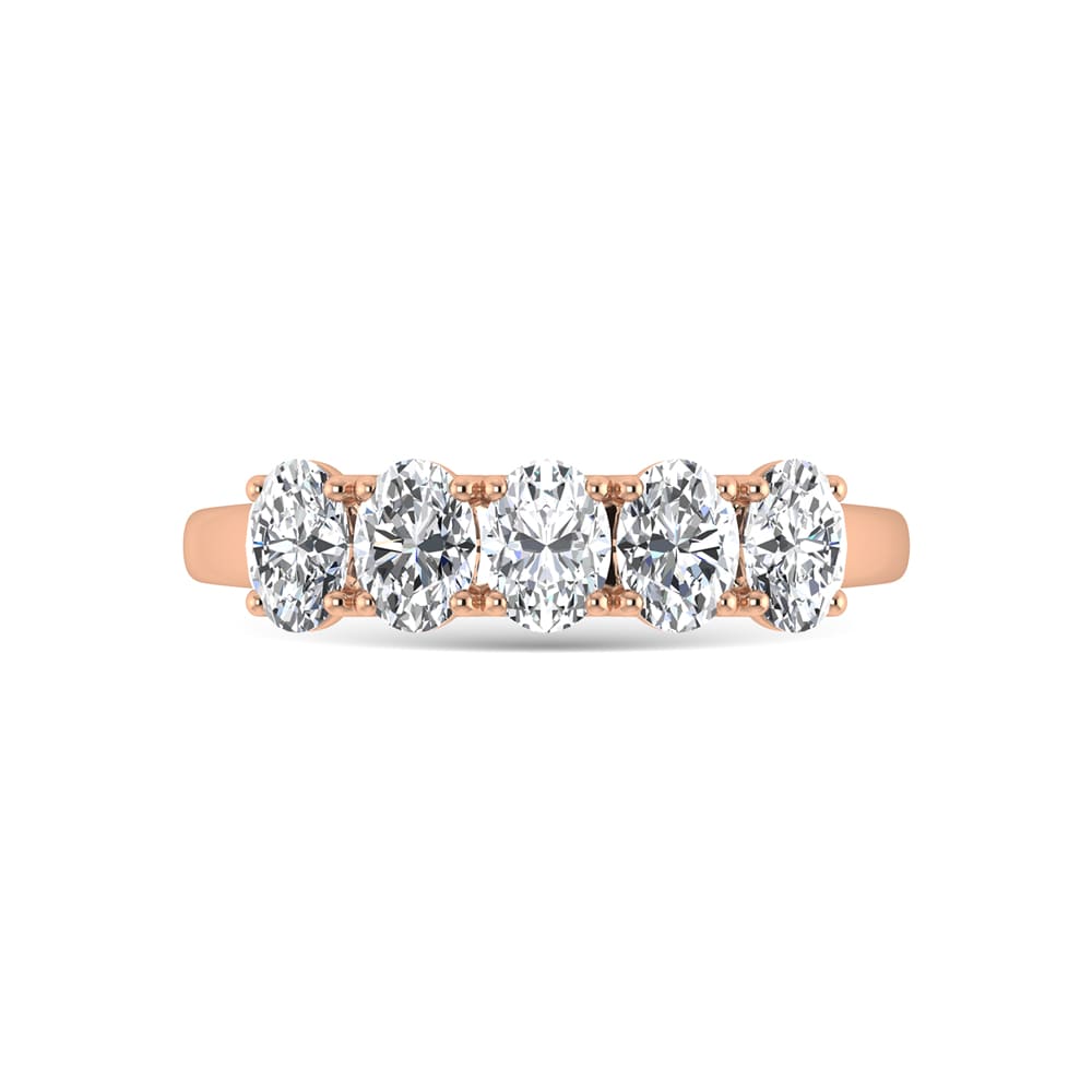 14K Rose Gold Lab Grown Diamond 1 Ct.Tw. Oval shape 5 Stone Wedding Bands