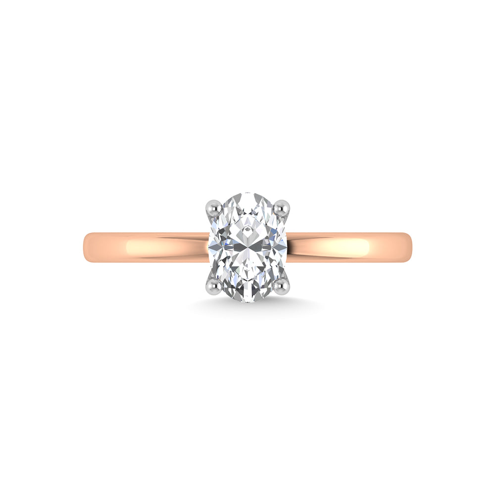 14K Rose Gold Lab Grown Diamond  1 1/2 Ct.Tw. Plain Shank Oval Shape Hidden Halo Engagement Ring