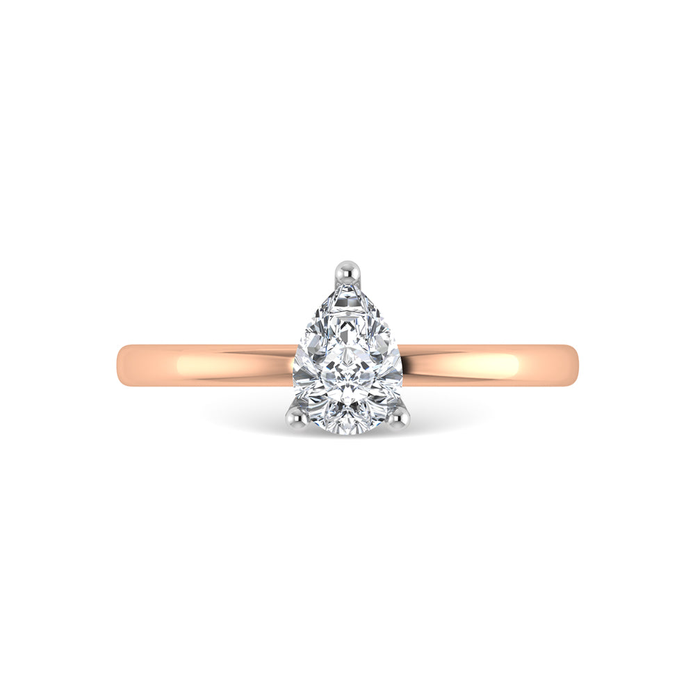 14K Rose Gold Lab Grown Diamond  1 1/2 Ct.Tw. Plain Shank Pear Shape Hidden Halo Engagement Ring