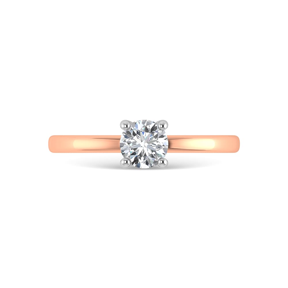 14K Rose Gold Lab Grown Diamond 7/8 Ct.Tw. Round Shape Hidden Halo Engagement Ring