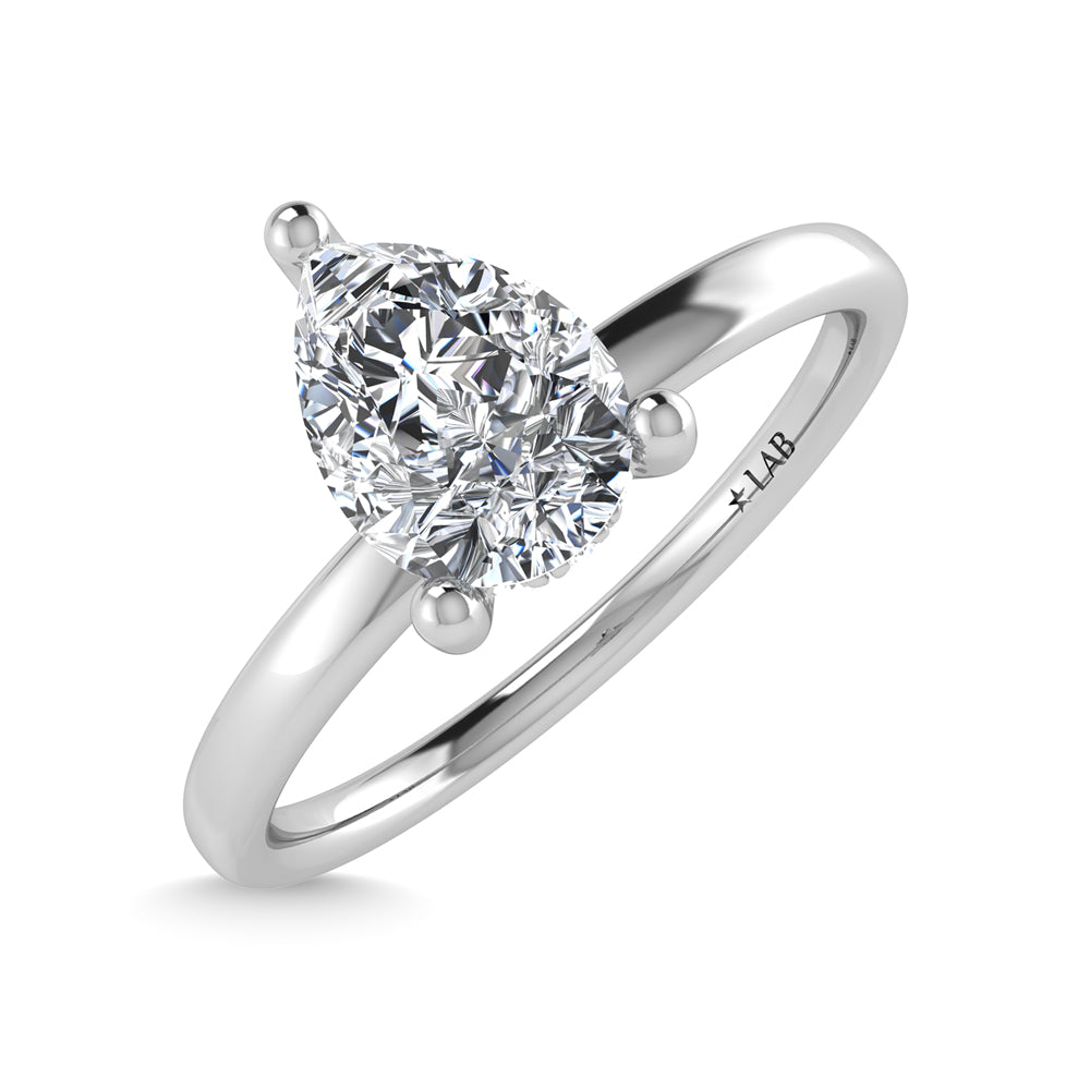 14K White Gold Lab Grown Diamond  1 Ct.Tw. Plain Shank Pear Shape Hidden Halo Engagement Ring