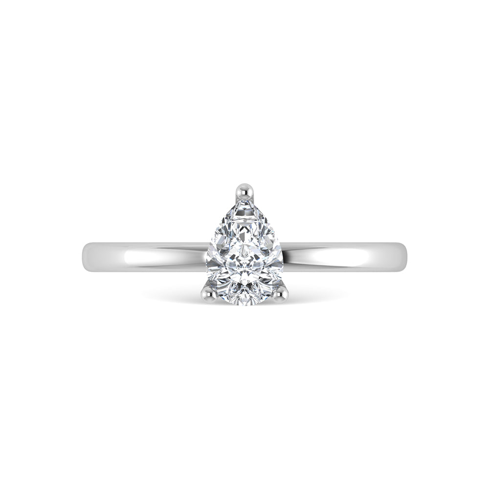 14K White Gold Lab Grown Diamond  1 1/2 Ct.Tw. Plain Shank Pear Shape Hidden Halo Engagement Ring