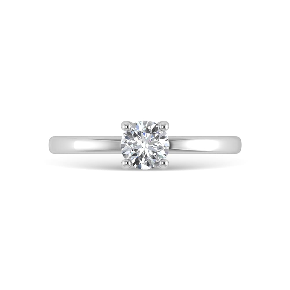 14K White Gold Lab Grown Diamond 1 Ct.Tw. Round Shape Hidden Halo Engagement Ring