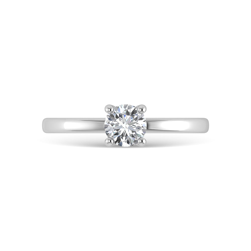 14K White Gold Lab Grown Diamond 7/8 Ct.Tw. Round Shape Hidden Halo Engagement Ring