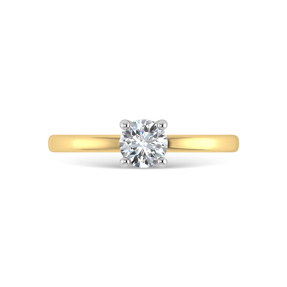 14K Yellow Gold Lab Grown Diamond 1 Ct.Tw. Round Shape Hidden Halo Engagement Ring