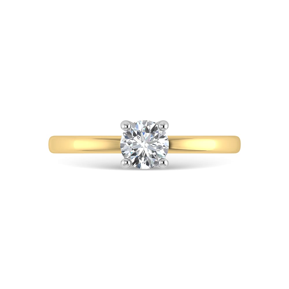 14K Yellow Gold Lab Grown Diamond 7/8 Ct.Tw. Round Shape Hidden Halo Engagement Ring