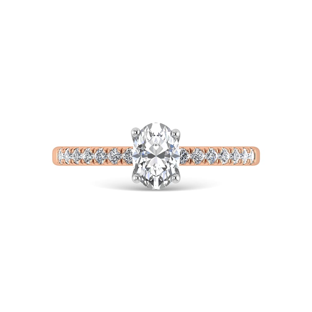 14K Rose Gold Lab Grown Diamond 7/8 Ct.Tw. IGI Certified Oval Shape Hidden Halo Engagement Ring