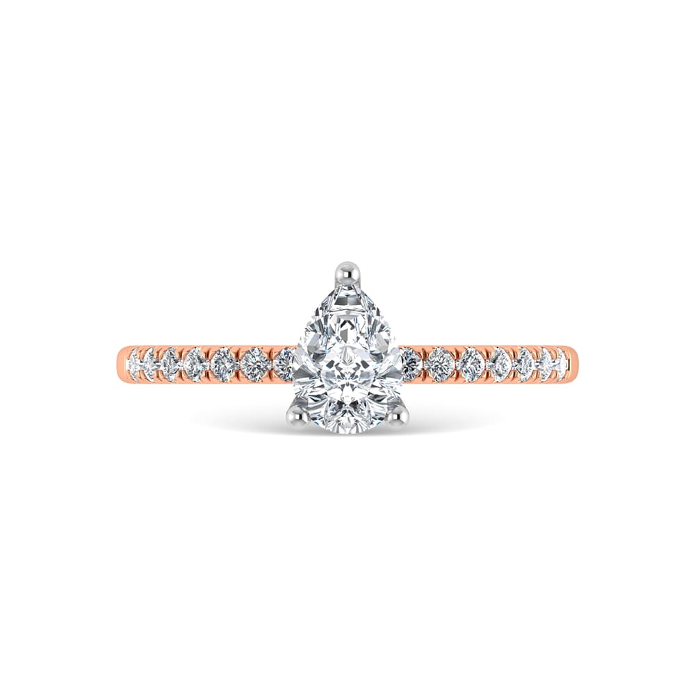 14K Rose Gold Lab Grown Diamond 7/8 Ct.Tw. IGI Certified Pear Shape Hidden Halo Engagement Ring