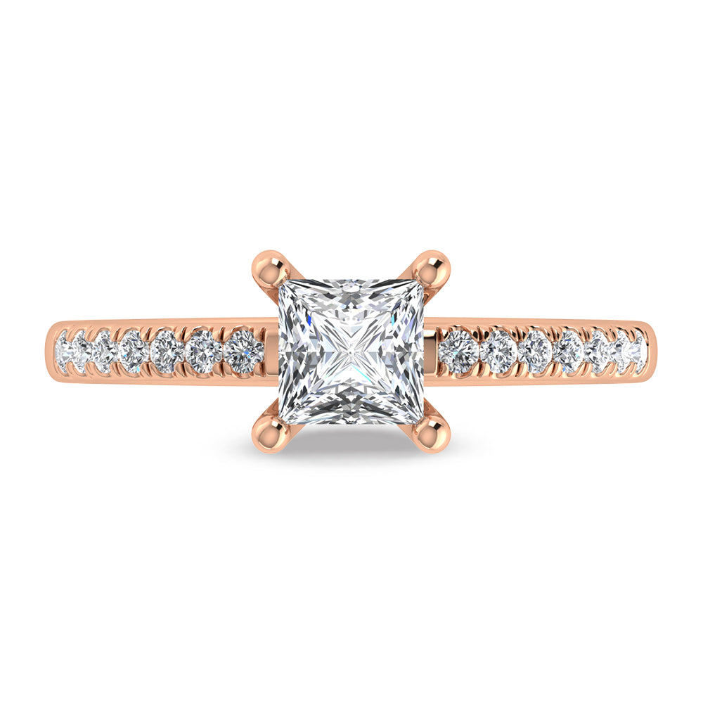 14K Rose Gold Princess Cut Lab Grown Diamond 1 1/5 ct.tw. Halo Engagement Ring