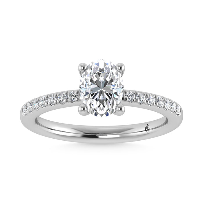 14K White Gold Lab Grown Diamond 1 1/5 Ct.Tw. IGI Certified Oval Shape Hidden Halo Engagement Ring