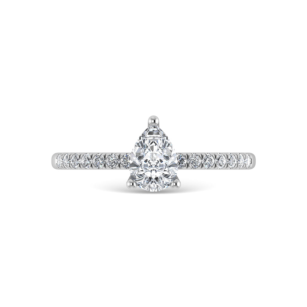 14K White Gold Lab Grown Diamond 1 1/5 Ct.Tw. IGI Certified Pear Shape Hidden Halo Engagement Ring