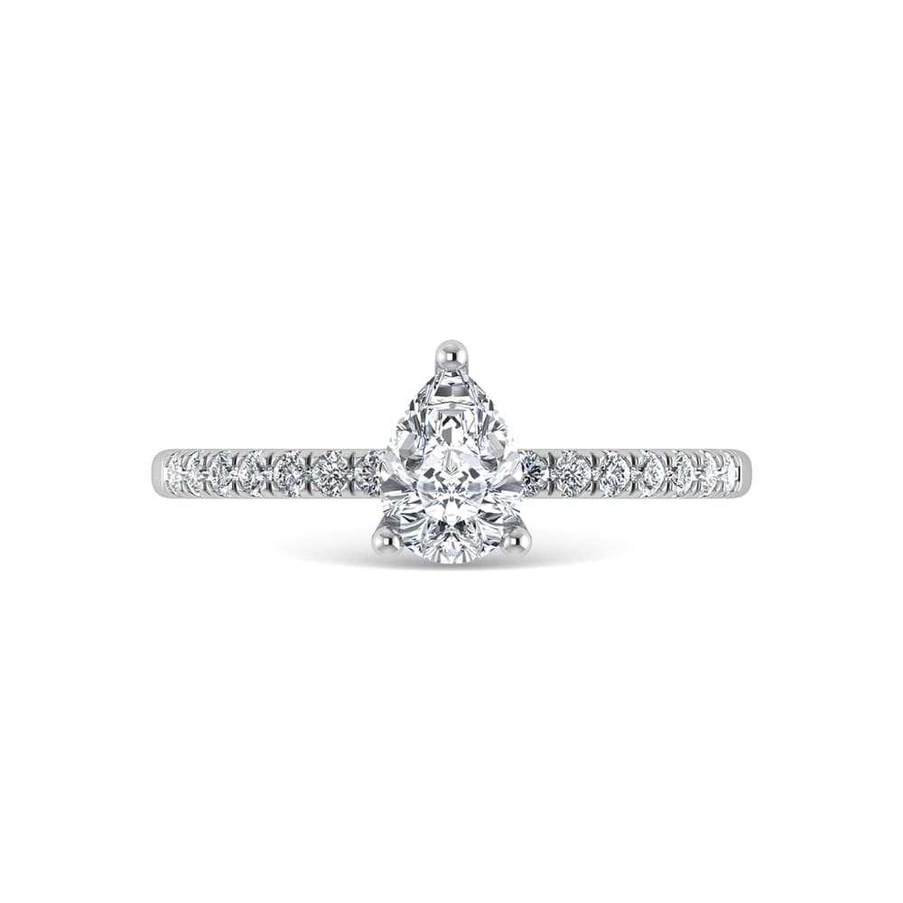 14K White Gold Lab Grown Diamond 7/8 Ct.Tw. IGI Certified Pear Shape Hidden Halo Engagement Ring