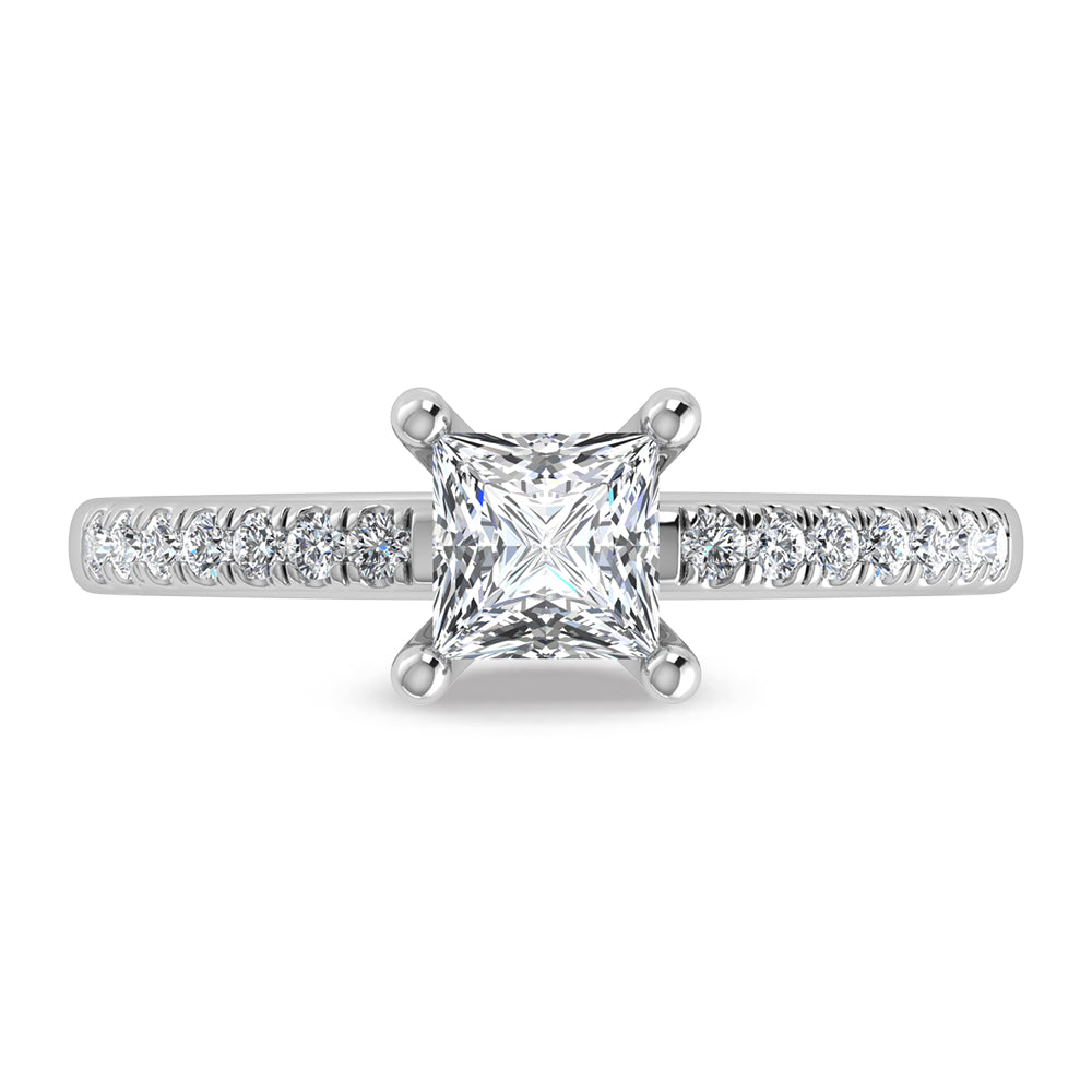 14K White Gold Princess Cut Lab Grown Diamond 1 1/5 ct.tw. Hidden Halo Engagement Ring