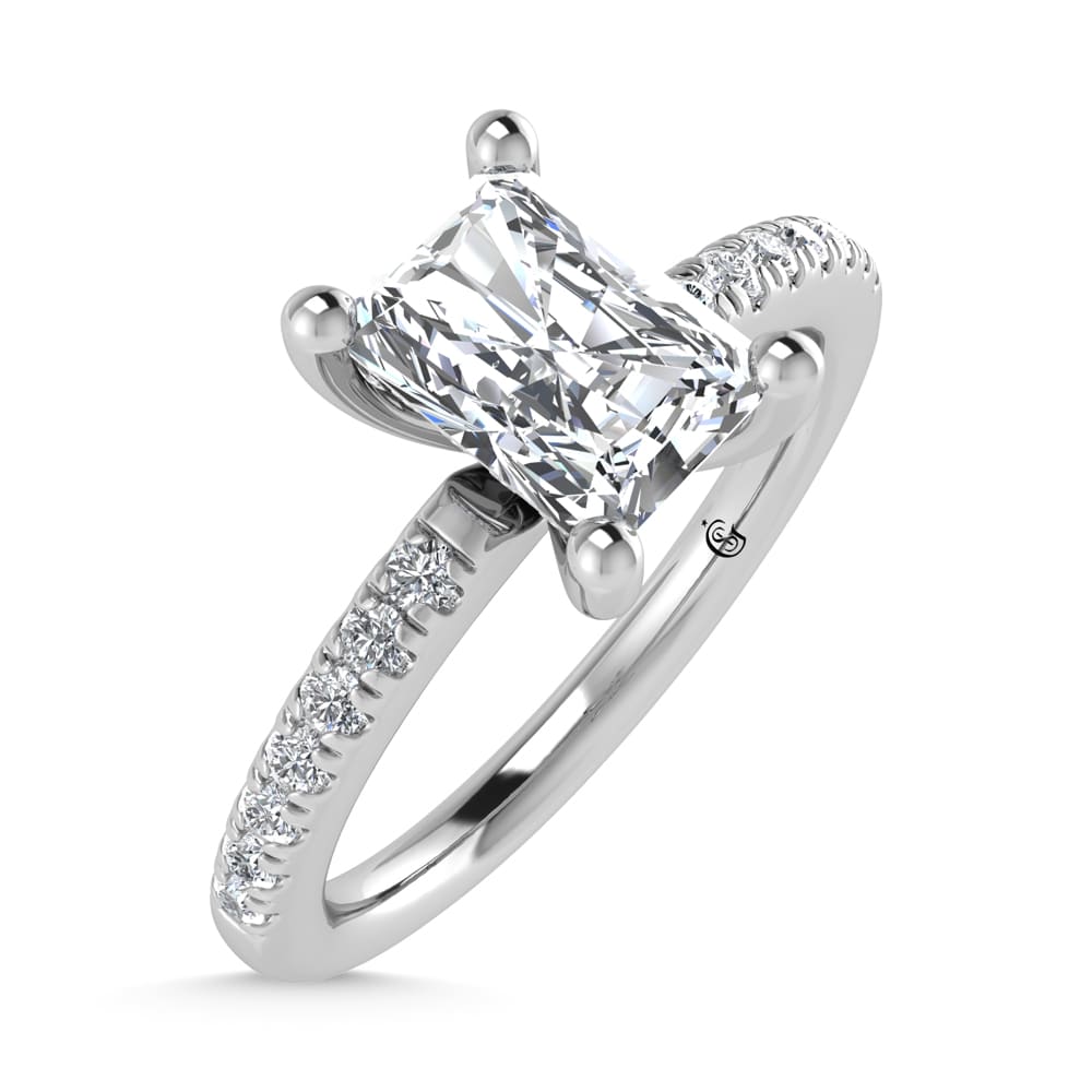 14K White Gold Lab Grown Diamond 1 1/5 Ct.Tw. IGI Certified Radiant Shape Hidden Halo Engagement Ring