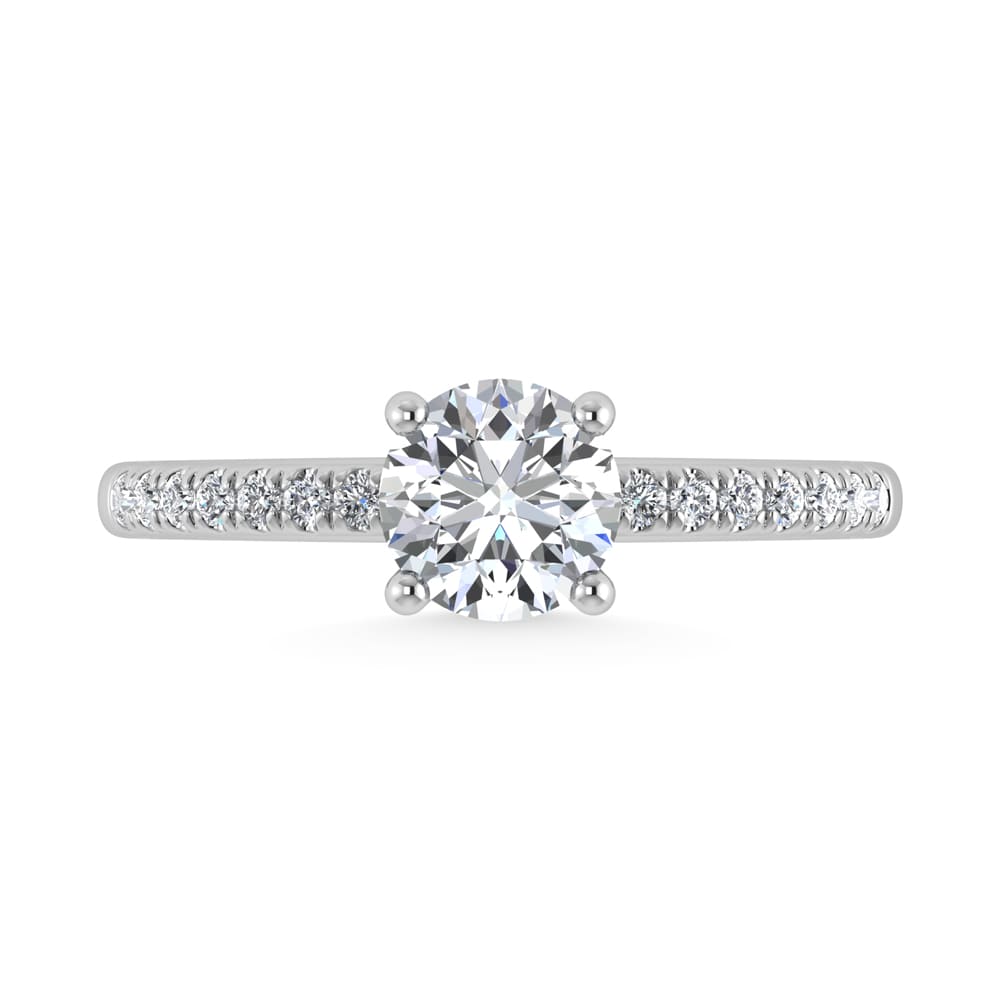 14K White Gold Lab Grown Diamond 1 1/5 Ct.Tw. IGI Certified Round Shape Hidden Halo Engagement Ring