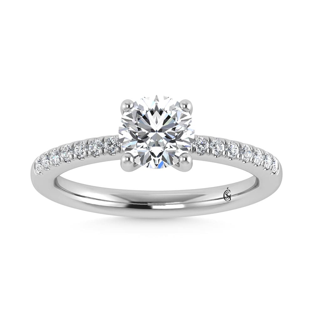 14K White Gold Lab Grown Diamond 1 3/4 Ct.Tw. IGI Certified Round Shape Hidden Halo Engagement Ring