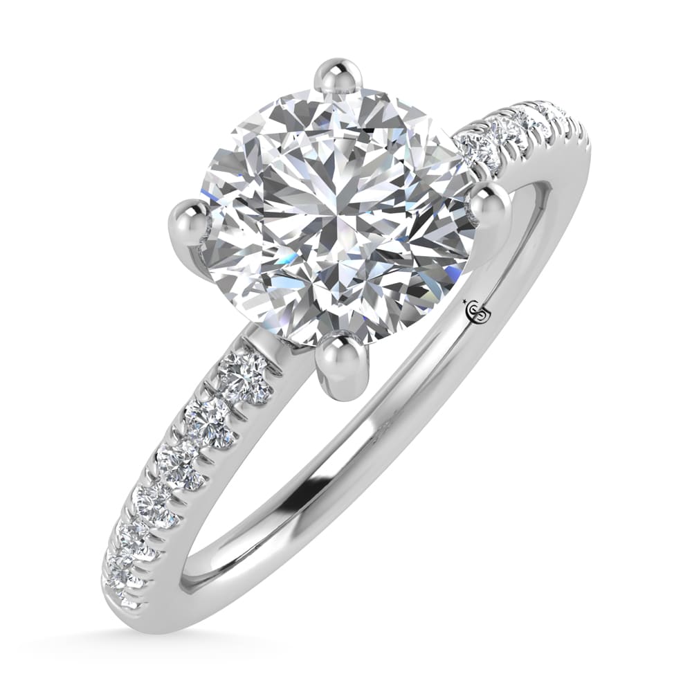 14K White Gold Lab Grown Diamond 7/8 Ct.Tw. IGI Certified Round Shape Hidden Halo Engagement Ring