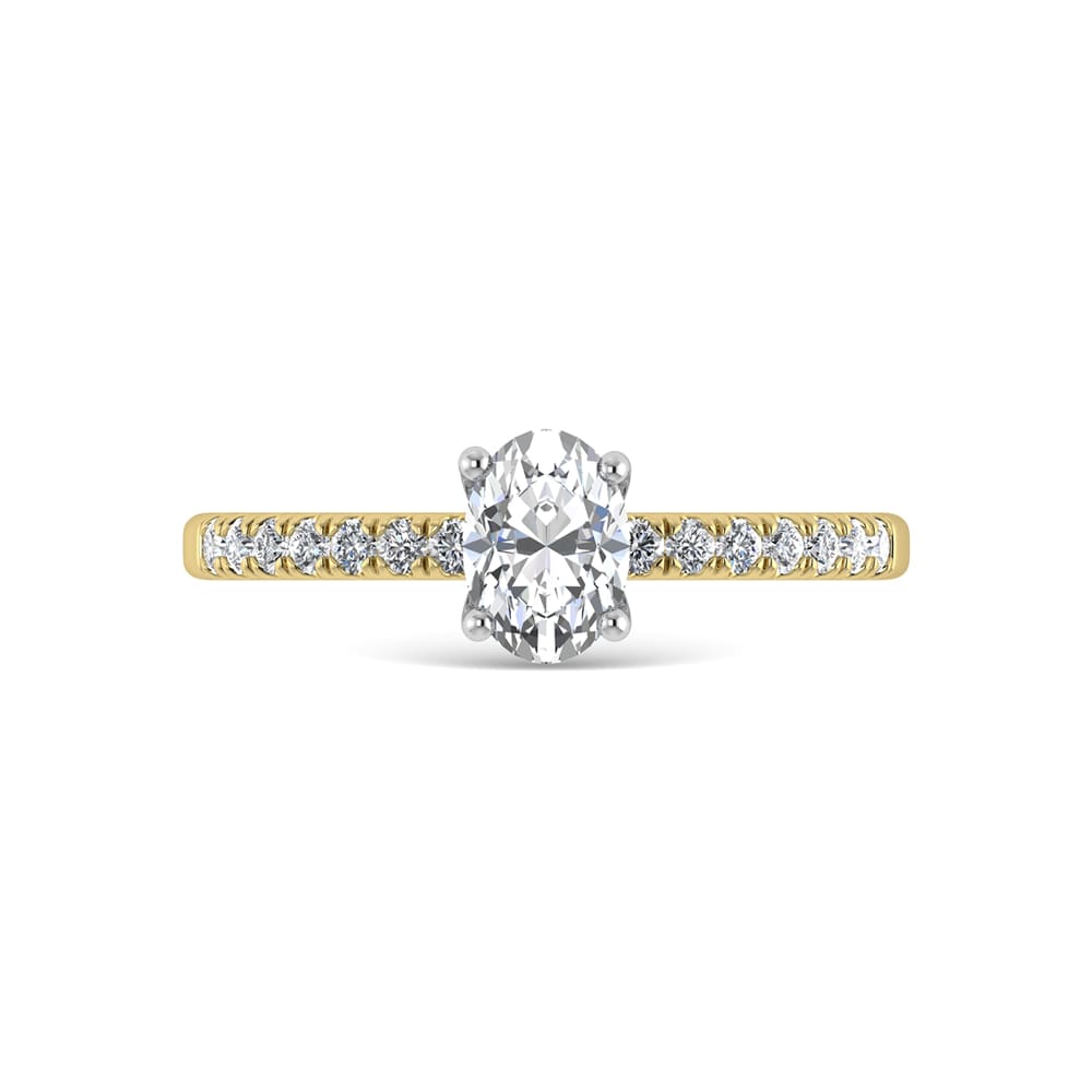 14K Yellow Gold Lab Grown Diamond 7/8 Ct.Tw. IGI Certified Oval Shape Hidden Halo Engagement Ring