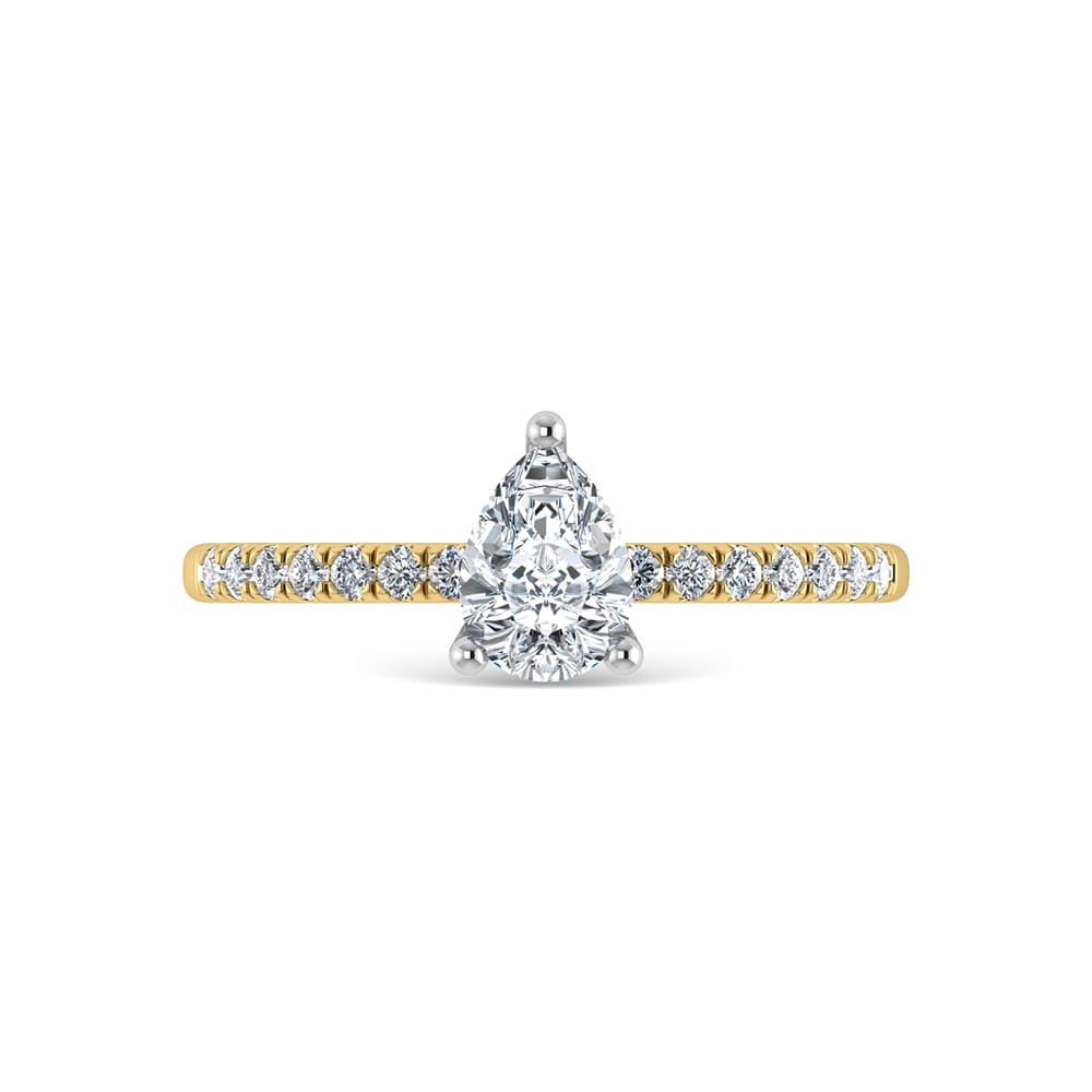 14K Yellow Gold Lab Grown Diamond 7/8 Ct.Tw. IGI Certified Pear Shape Hidden Halo Engagement Ring