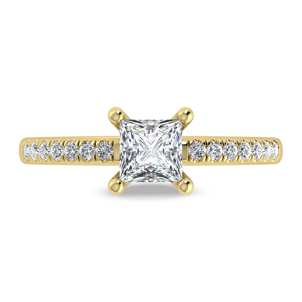 14K Yellow Gold Princess Cut Lab Grown Diamond 1 1/5 ct.tw. Hidden Halo Engagement Ring