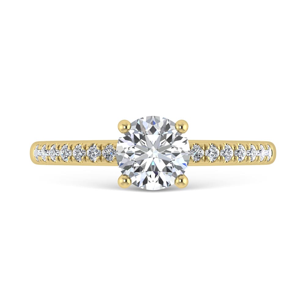 14K Yellow Gold Lab Grown Diamond 1 3/4 Ct.Tw. IGI Certified Round Shape Hidden Halo Engagement Ring