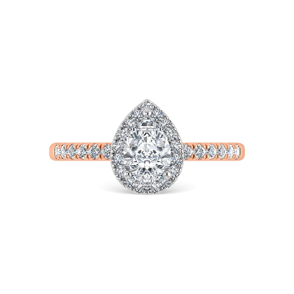 14K Rose Gold Lab Grown Diamond  1 1/4 Ct.Tw. IGI Certified Pear Shape Halo Engagement Ring