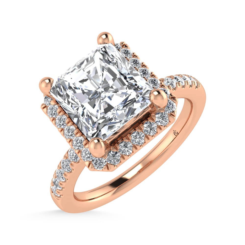 14K Rose Gold Lab Grown Diamond 2 1/4 Ct.Tw. Radiant Shape Halo Engagement Ring  (Center 2 ct)