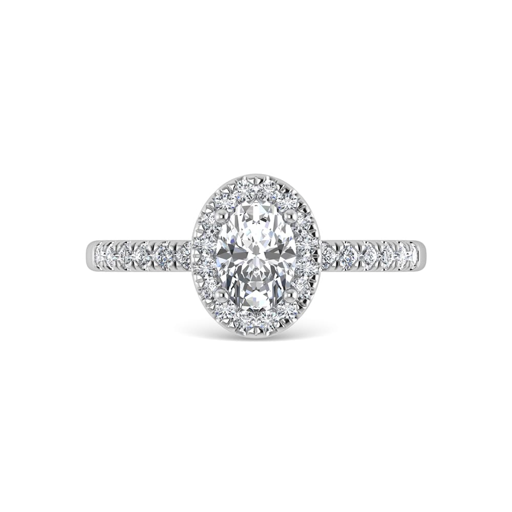 14K White Gold Lab Grown Diamond  1 1/4 Ct.Tw. IGI Certified Oval Shape Halo Engagement Ring