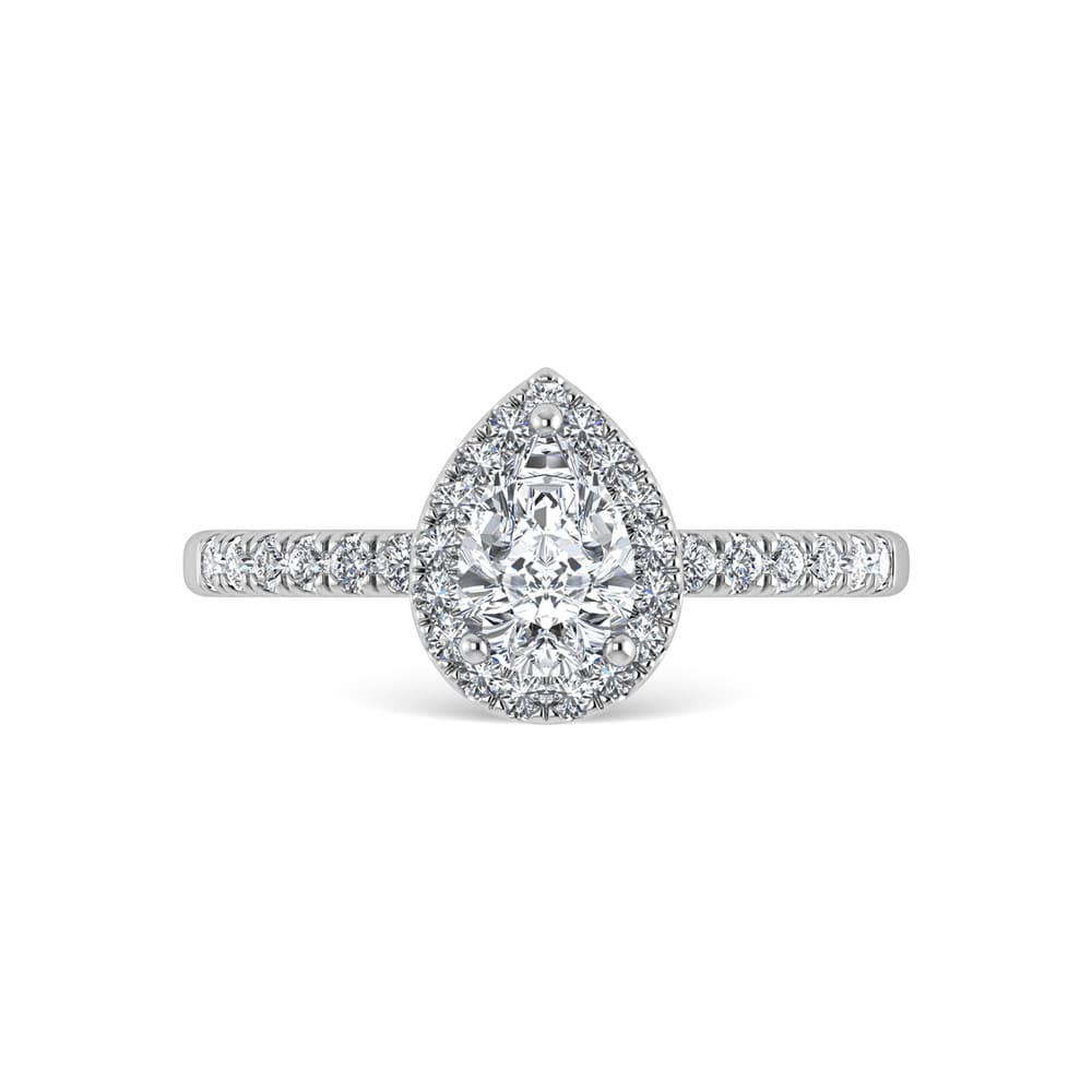 14K White Gold Lab Grown Diamond  1 1/4 Ct.Tw. IGI Certified Pear Shape Halo Engagement Ring