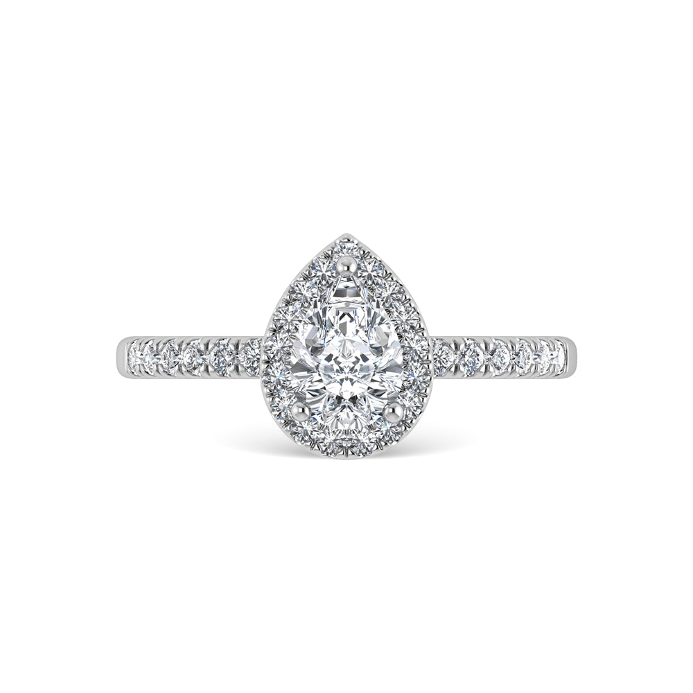 14K White Gold Lab Grown Diamond  1 3/4 Ct.Tw. IGI Certified Pear Shape Halo Engagement Ring