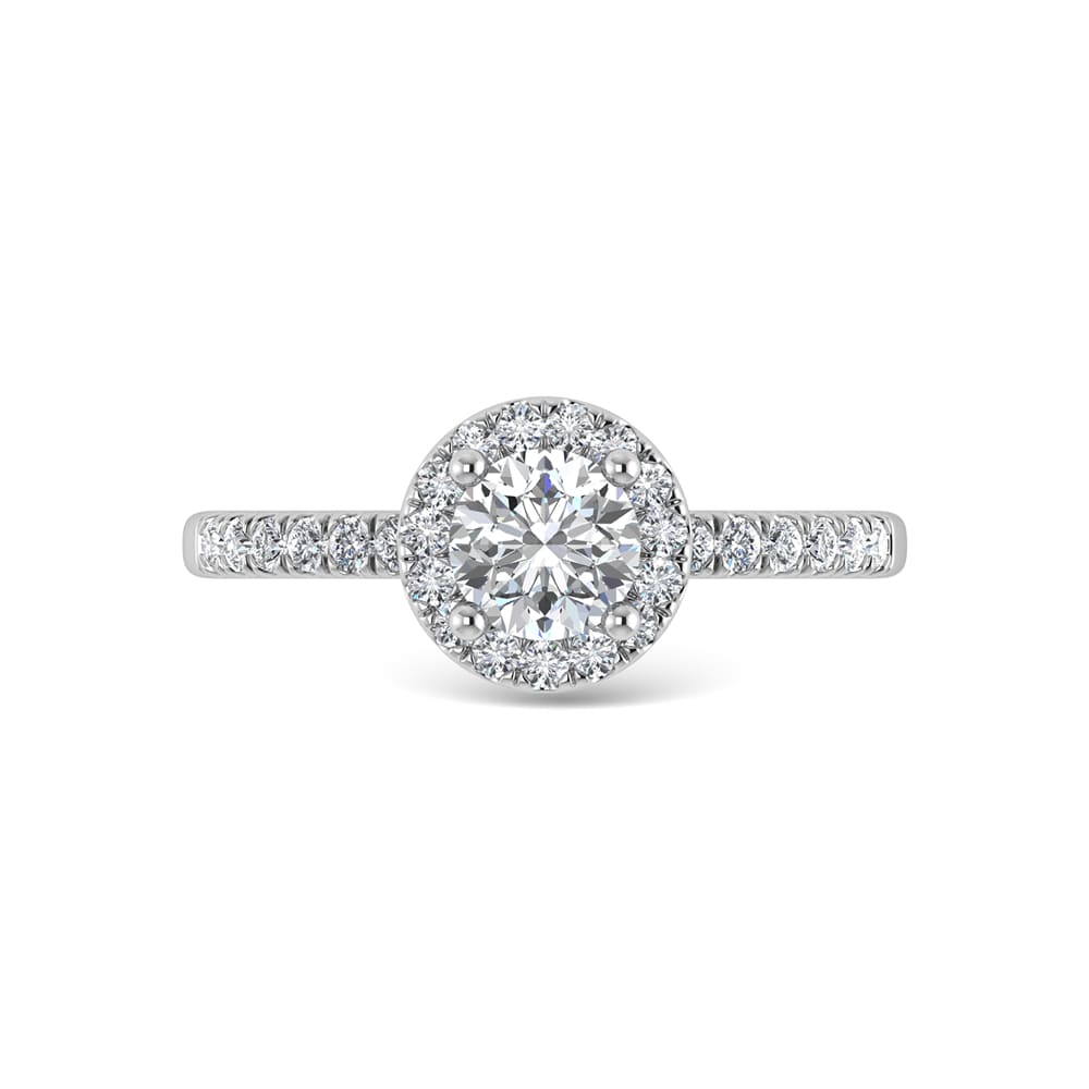 14K White Gold Lab Grown Diamond  1 3/4 Ct.Tw. IGI Certified Round Shape Halo Engagement Ring