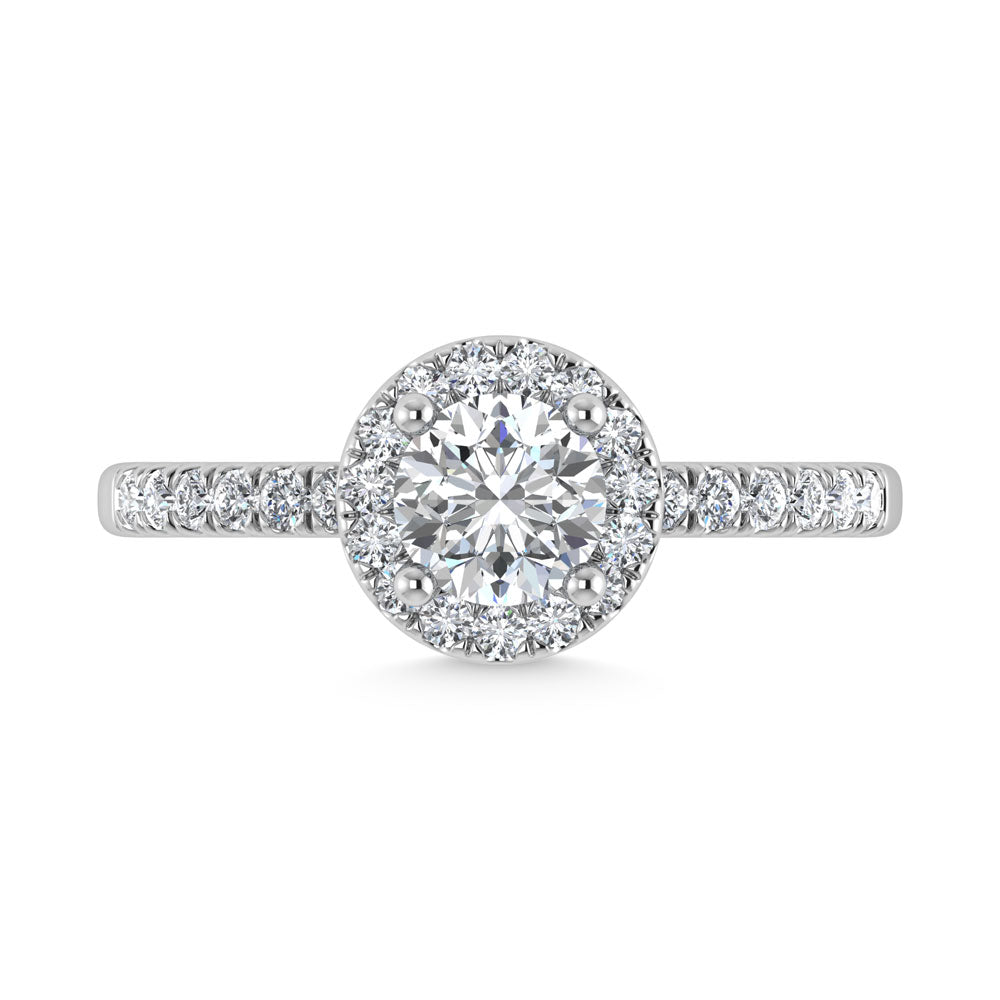 14K White Gold Lab Grown Diamond  2 1/4 Ct.Tw. IGI Certified Round Shape Halo Engagement Ring