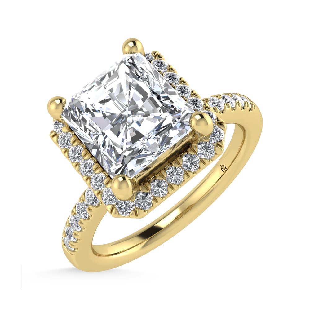 14K Yellow Gold Lab Grown Diamond 2 1/4 Ct.Tw. Radiant Shape Halo Engagement Ring (Center 2 ct)