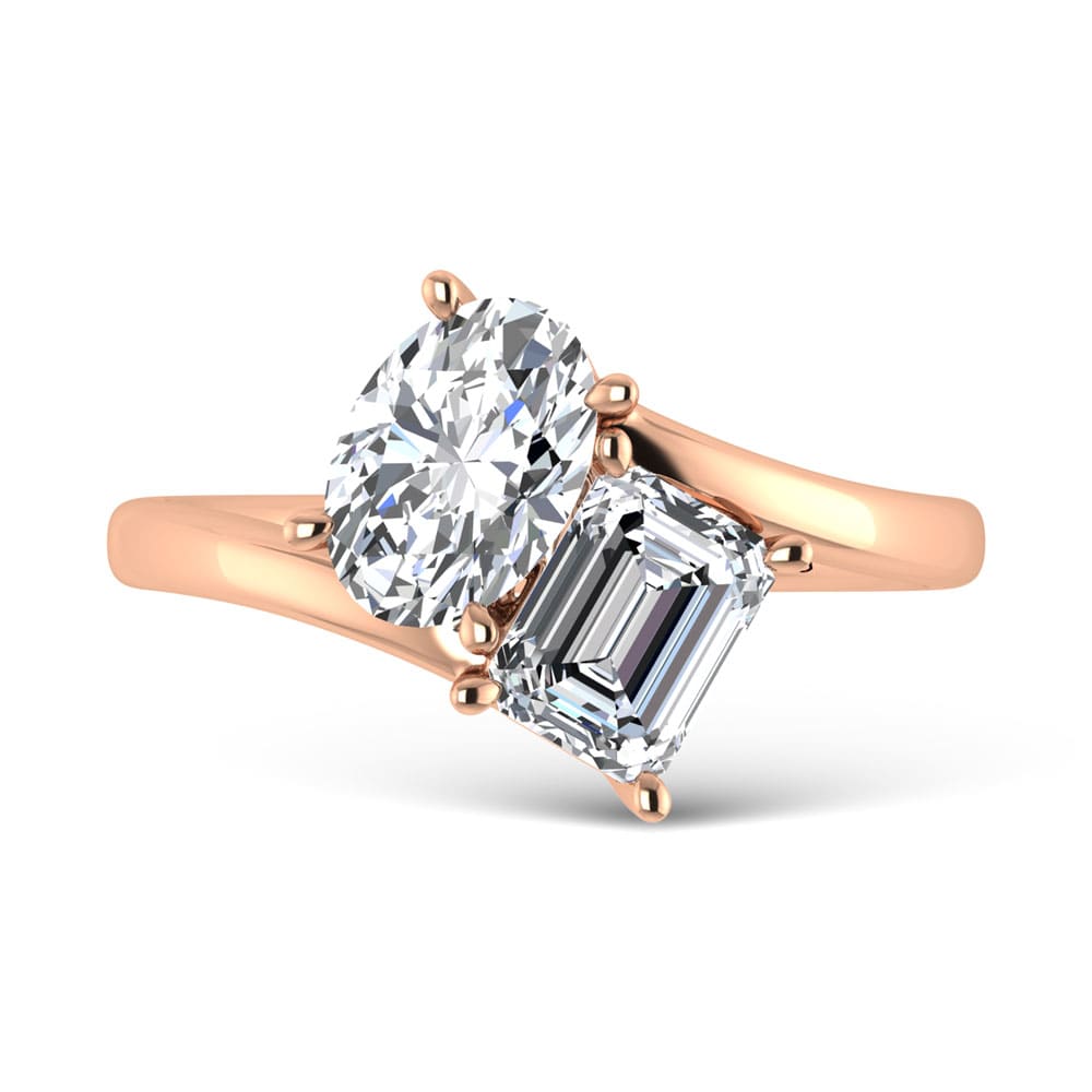 14K Rose Gold Lab Grown Diamond 2 Ct.Tw. Two Stone Ring