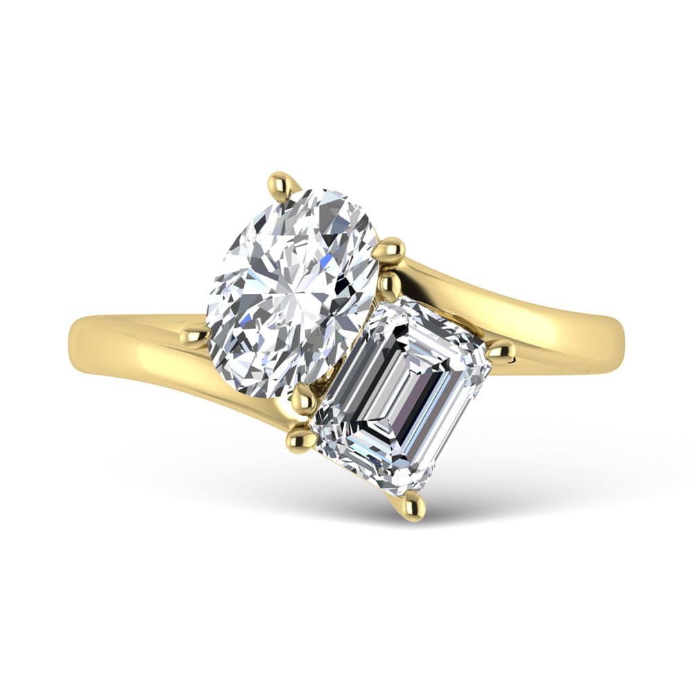 14K Yellow Gold Lab Grown Diamond 2 Ct.Tw. Two Stone Ring