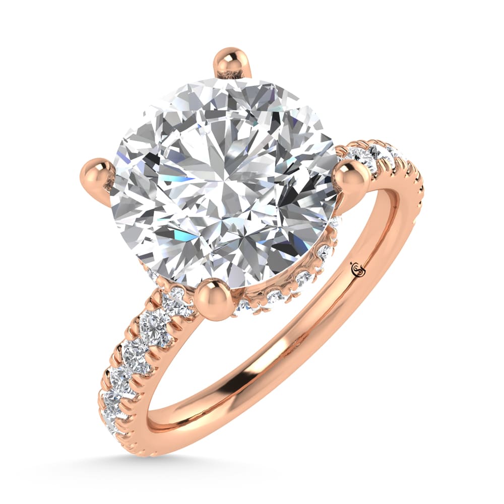 14K Rose Gold Lab Grown Diamond 3 1/2 Ct.Tw. Round Shape Halo IGI Certified Engagement Ring (Center 3 ct)