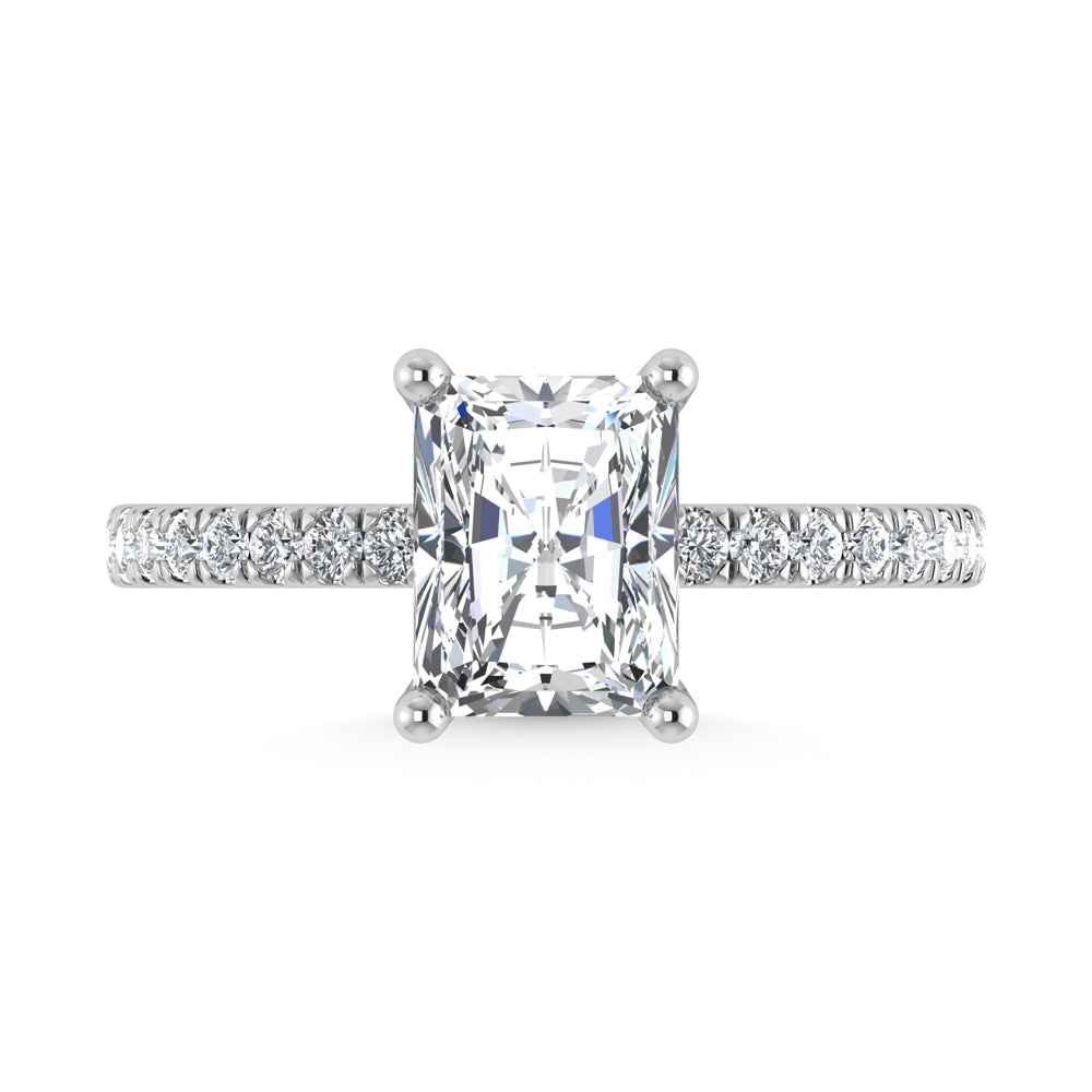 14K White Gold Lab Grown Diamond 3 1/2 Ct.Tw. Radiant Shape Halo IGI Certified Engagement Ring  (Center 3ctw)