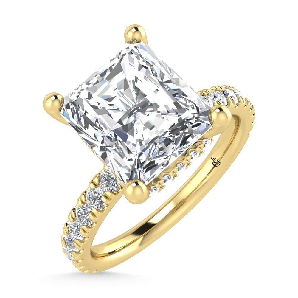 14K Yellow Gold Lab Grown Diamond 3 1/2 Ct.Tw. Radiant Shape Halo IGI Certified Engagement Ring (Center 3ctw)