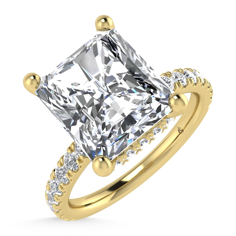 14K Yellow Gold Lab Grown Diamond 4 1/2 Ct.Tw. Radiant Shape Halo IGI Certified Engagement Ring (Center 4ctw)