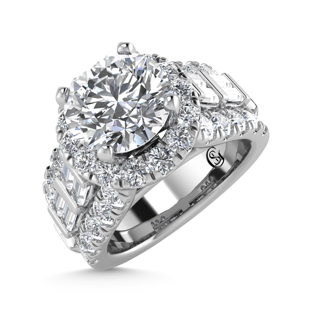 14K White Gold Lab Grown Diamond 4 ct.tw. Round Shape Engagement Ring