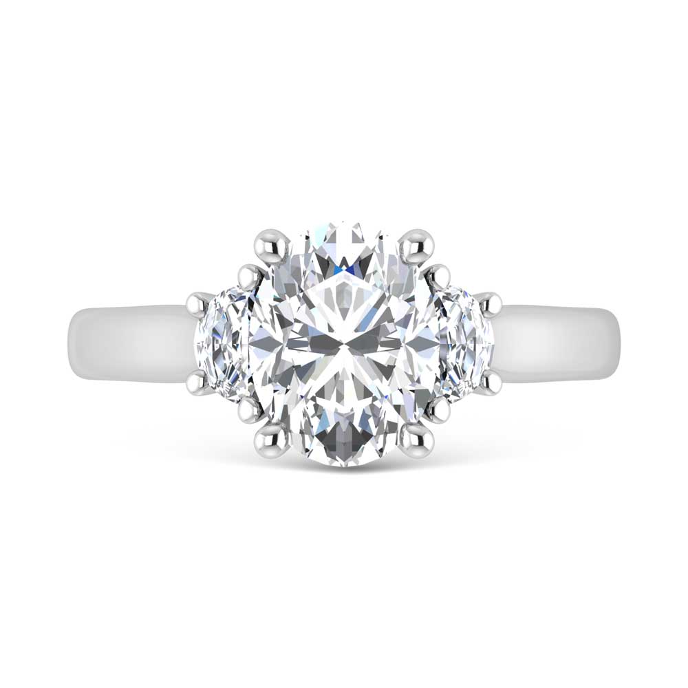 14K White Gold Lab Grown Diamond 3 1/2 Ct.Tw. Oval Shape Engagement Ring