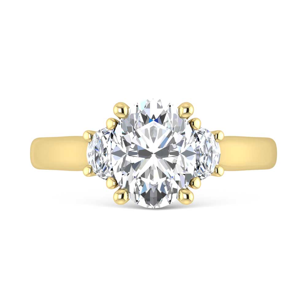 14K Yellow Gold Lab Grown Diamond 3 1/2 Ct.Tw. Oval Shape Engagement Ring