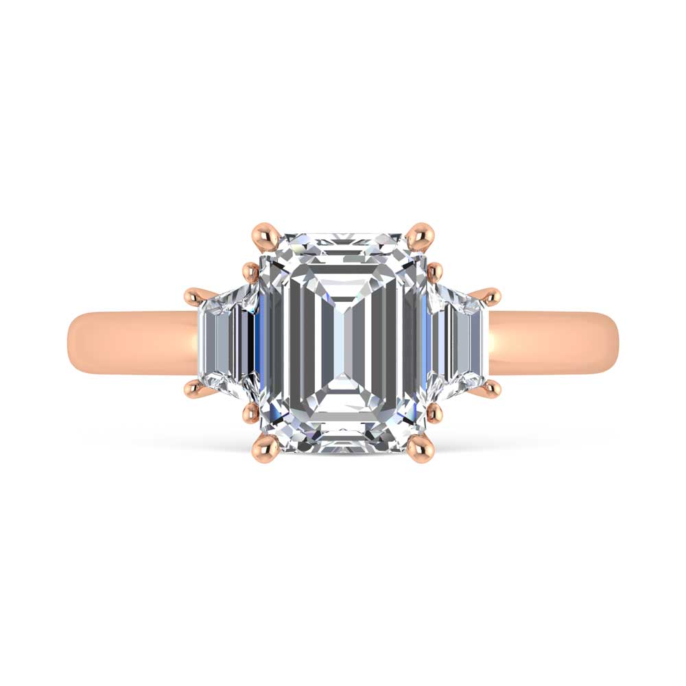 14K Rose Gold Lab Grown Diamond 2 1/2 Ct.Tw. Emerald Shape Engagement Ring