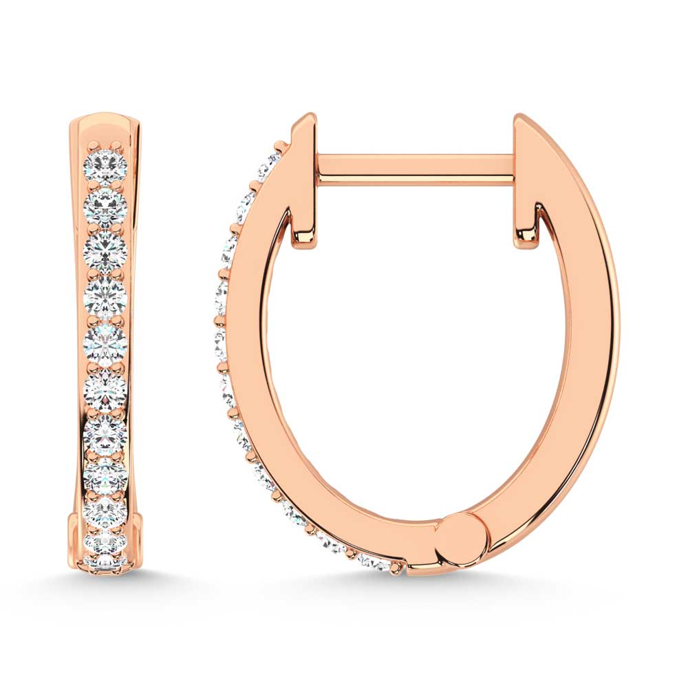 10K Rose Gold Lab Grown Diamond 1/5 Ct.Tw. Hoop Earrings