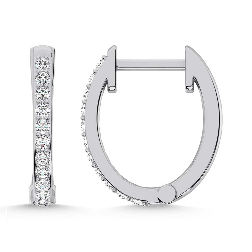 10K White Gold Lab Grown Diamond 1/5 Ct.Tw. Hoop Earrings