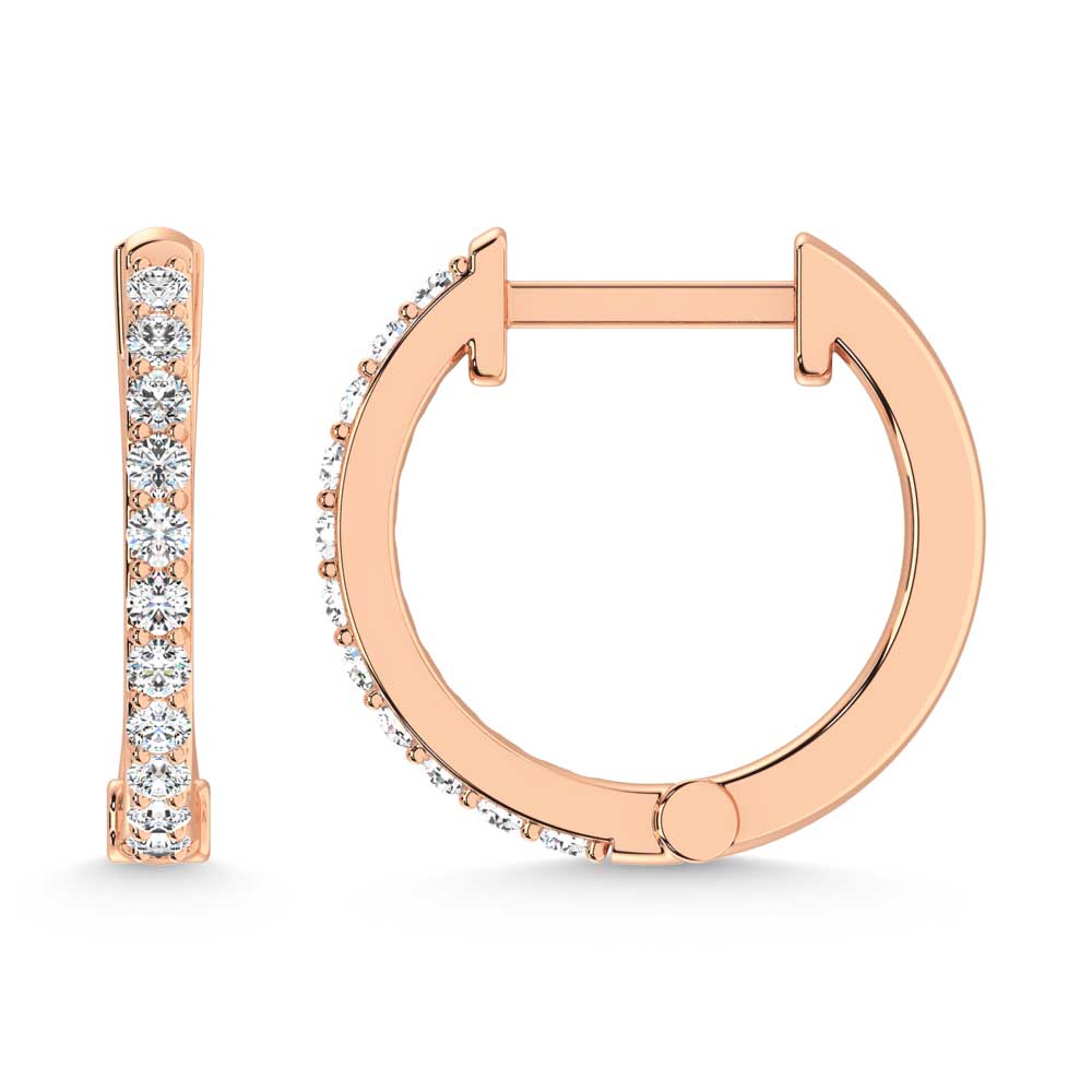 10K Rose Gold Lab Grown Diamond 1/5 Ct.Tw. Hoop Earrings