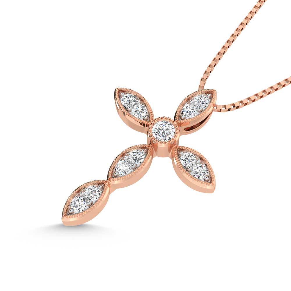 10K Rose Gold Lab Grown Diamond 1/6 Ct.Tw. Fashion Necklace